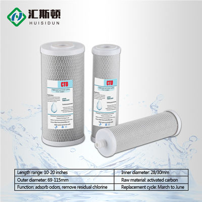 Περιβαλλοντικώς φιλικό 10 ιντσών Sinter CTO Filter Tube Αντικατάσταση Carbon Filter Cartridge για Refillable Water Filter